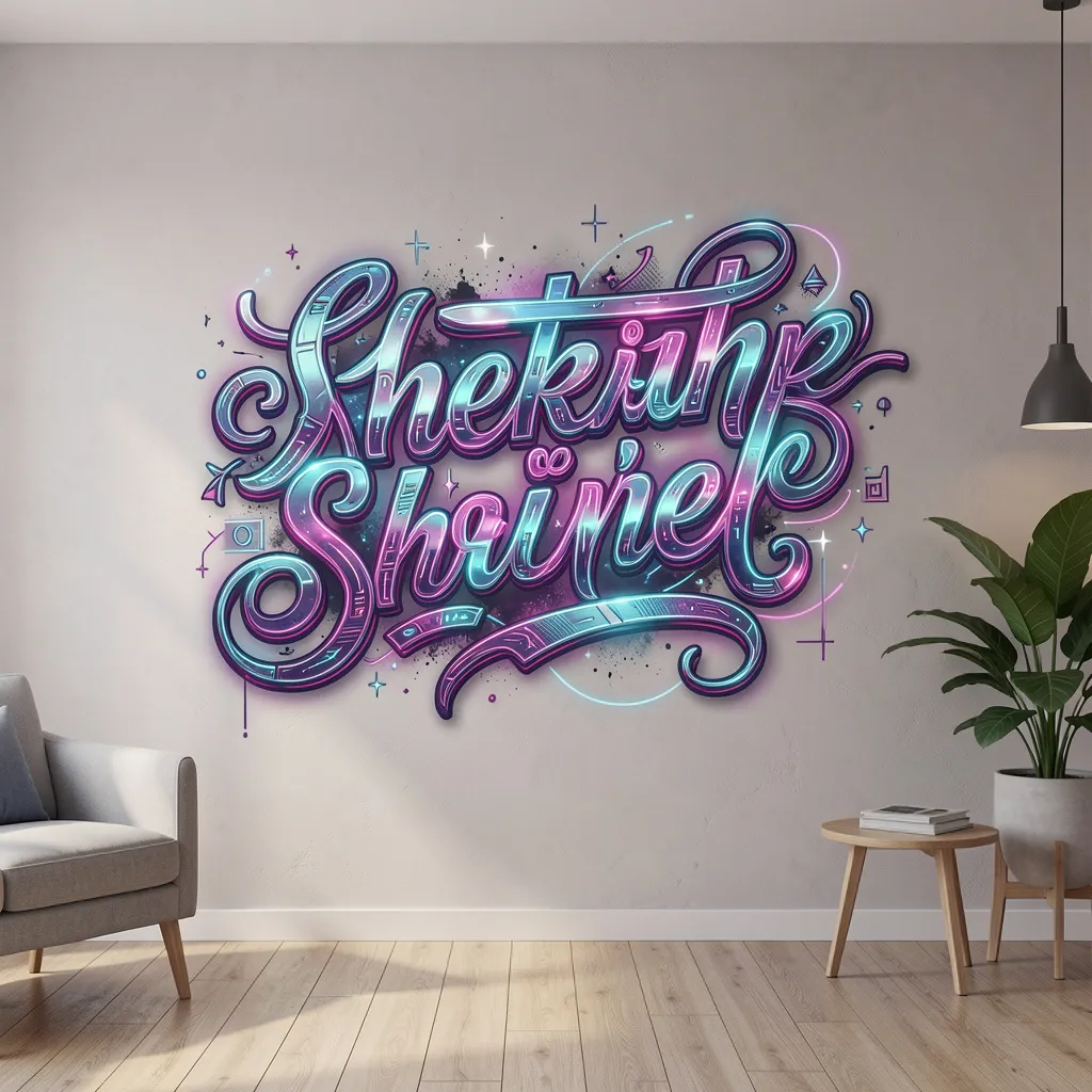 Dekorative Wandkunst mit Sci-Fi Kalligrafie